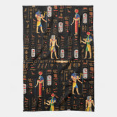 Ägyptische Hieroglyphen und Gottheiten aus Gold au Geschirrtuch (Vertikal)