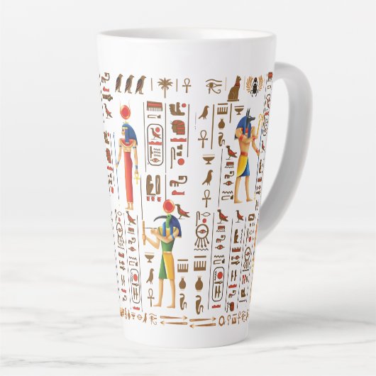 Ägyptische Hieroglyphen und Gottheiten aus Gold au Milchtasse (Rechte Ecke)