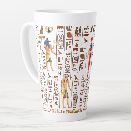 Ägyptische Hieroglyphen und Gottheiten aus Gold au Milchtasse (Linke Ecke)