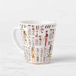 Ägyptische Hieroglyphen und Gottheiten aus Gold au Milchtasse