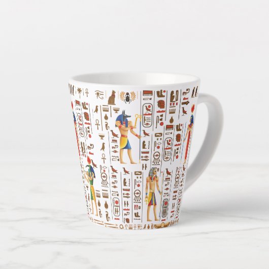 Ägyptische Hieroglyphen und Gottheiten aus Gold au Milchtasse (Rechte Ecke)