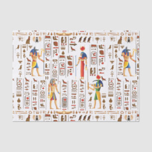 Ägyptische Hieroglyphen und Gottheiten aus Gold au Seidenpapier
