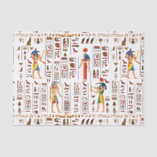 Ägyptische Hieroglyphen und Gottheiten aus Gold au Seidenpapier (Vorderseite)