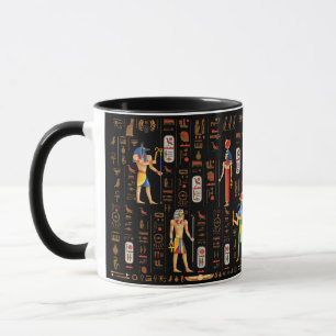 Ägyptische Hieroglyphen und Gottheiten aus Gold au Tasse
