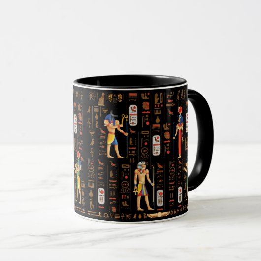 Ägyptische Hieroglyphen und Gottheiten aus Gold au Tasse (VorderseiteRechts)
