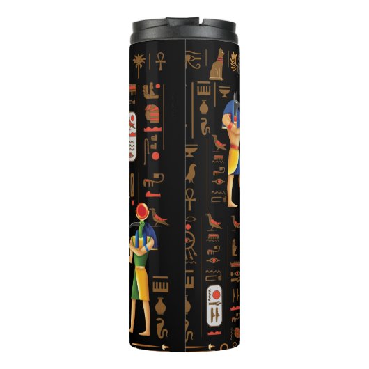 Ägyptische Hieroglyphen und Gottheiten aus Gold au Thermosbecher (Rückseite)