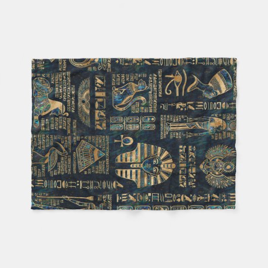 Ägyptische Hieroglyphen und Gottheiten - Fleecedecke (Vorderseite (Horizontal))