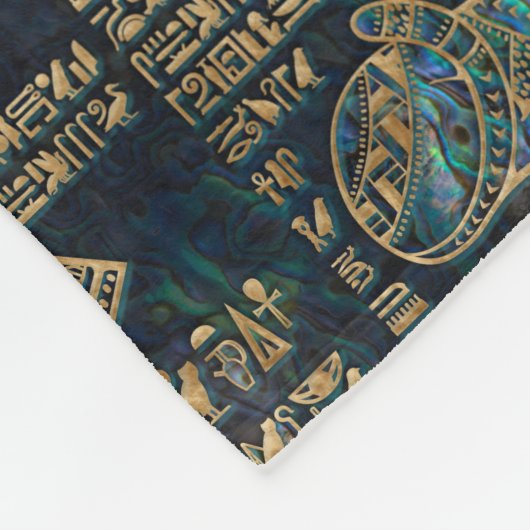 Ägyptische Hieroglyphen und Gottheiten - Fleecedecke (Ecke)