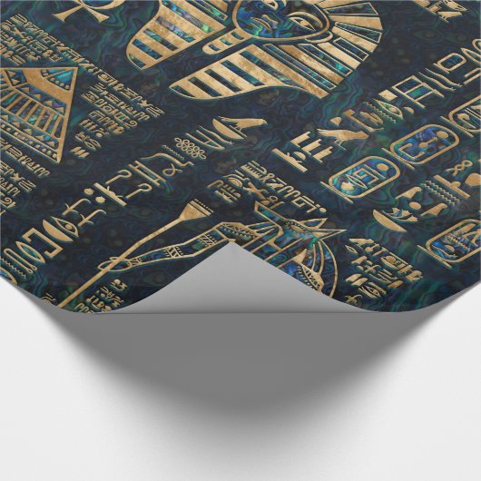 Ägyptische Hieroglyphen und Gottheiten - Geschenkpapier (Ecke)