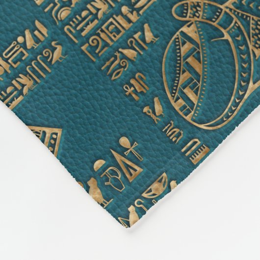Ägyptische Hieroglyphen und Gottheiten - Gold auf Fleecedecke (Ecke)