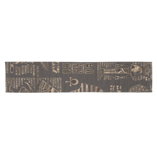 Ägyptische Hieroglyphen und Gottheiten - Gold auf Kurzer Tischläufer (Horizontal)