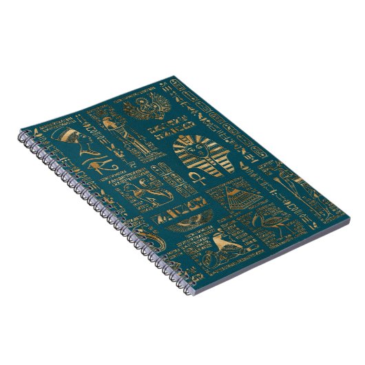 Ägyptische Hieroglyphen und Gottheiten - Gold auf Notizblock (Rechte Seite)