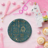 Ägyptische Hieroglyphen und Gottheiten - Gold auf Pappteller (Party)