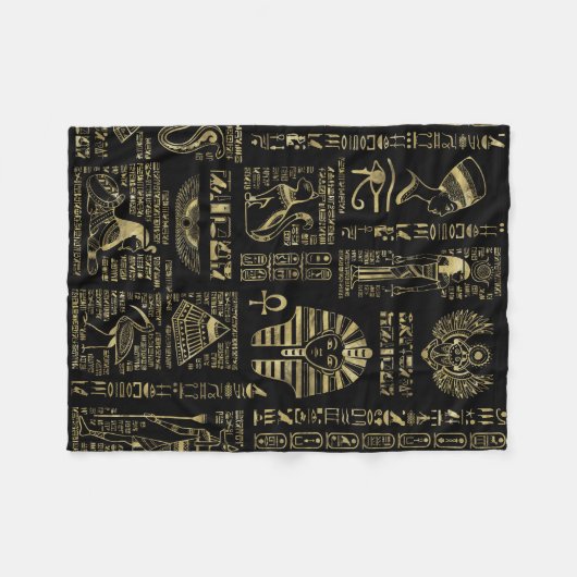 Ägyptische Hieroglyphen und Gottheiten, Gold auf s Fleecedecke (Vorderseite (Horizontal))