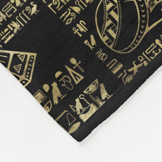 Ägyptische Hieroglyphen und Gottheiten, Gold auf s Fleecedecke (Ecke)
