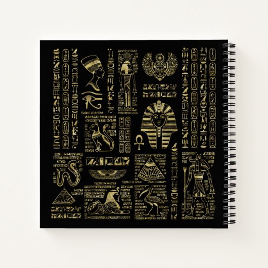Ägyptische Hieroglyphen und Gottheiten, Gold auf s Notizblock (Rückseite)