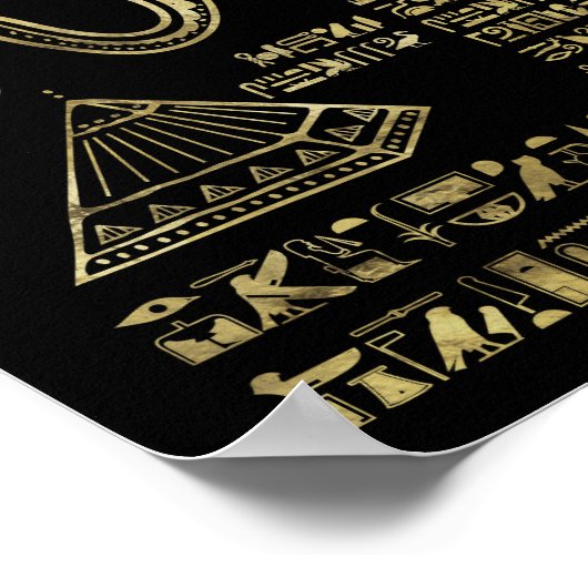 Ägyptische Hieroglyphen und Gottheiten, Gold auf s Poster (Ecke)