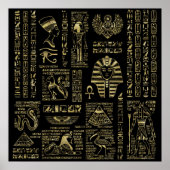 Ägyptische Hieroglyphen und Gottheiten, Gold auf s Poster (Vorne)