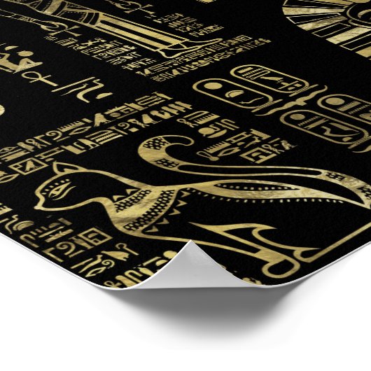 Ägyptische Hieroglyphen und Gottheiten, Gold auf s Poster (Ecke)