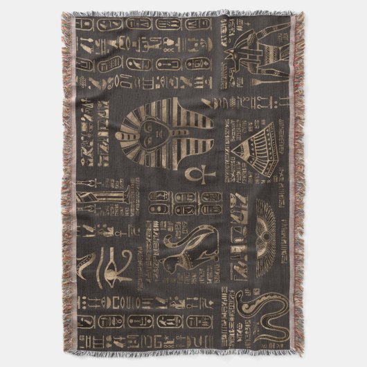 Ägyptische Hieroglyphen und Gottheiten - Gold aus  Decke (Vorderseite Vertikal)