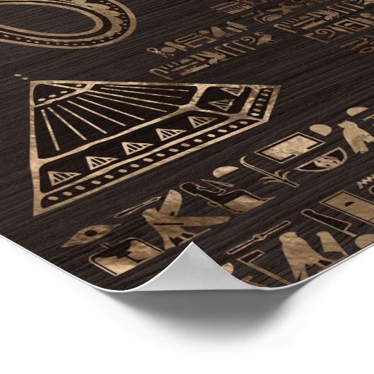 Ägyptische Hieroglyphen und Gottheiten - Gold aus  Poster (Ecke)