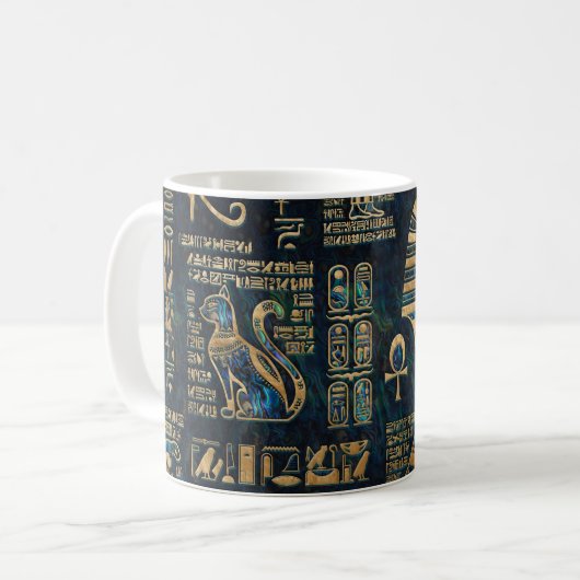 Ägyptische Hieroglyphen und Gottheiten - Kaffeetasse (Vorderseite Links)