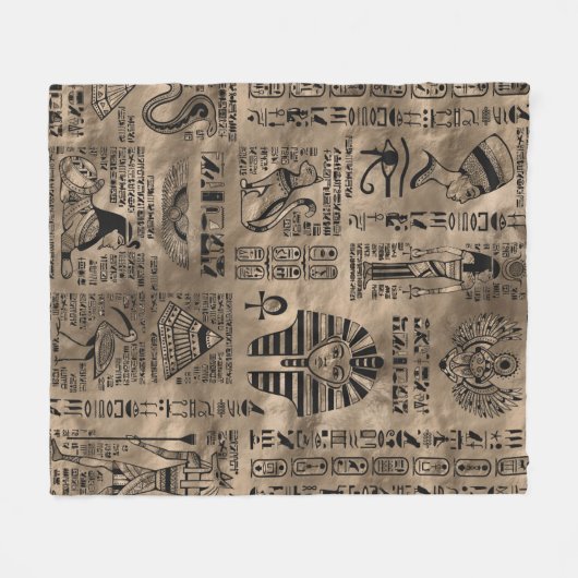 Ägyptische Hieroglyphen und Gottheiten - Luxusgold Fleecedecke (Vorderseite (Horizontal))