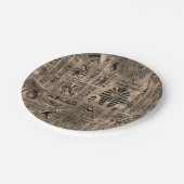 Ägyptische Hieroglyphen und Gottheiten - Luxusgold Pappteller (Schrägansicht)