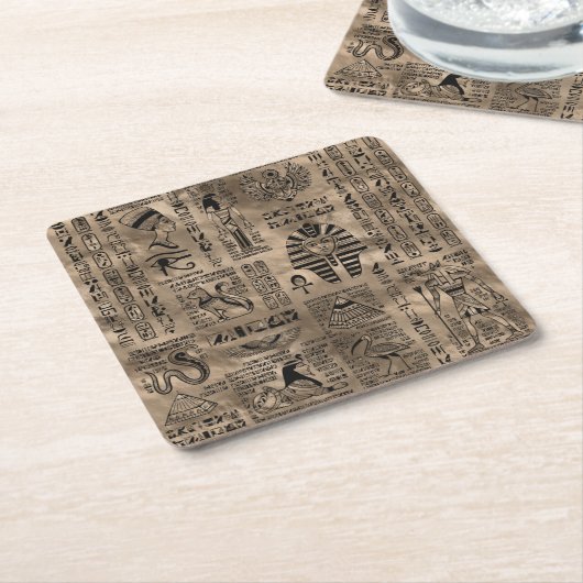 Ägyptische Hieroglyphen und Gottheiten - Luxusgold Rechteckiger Pappuntersetzer (angewinkelt)