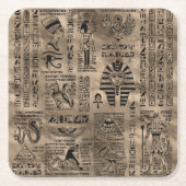 Ägyptische Hieroglyphen und Gottheiten - Luxusgold Rechteckiger Pappuntersetzer (Vorderseite)