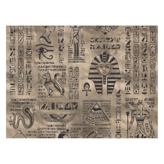 Ägyptische Hieroglyphen und Gottheiten - Luxusgold Tischdecke (Vorderseite (Horizontal))