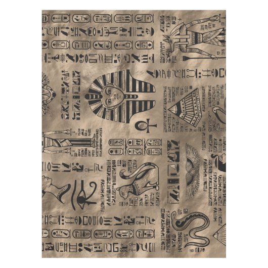 Ägyptische Hieroglyphen und Gottheiten - Luxusgold Tischdecke (Vorderseite)