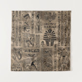 Ägyptische Hieroglyphen und Gottheiten - Luxusgold Wandteppich (Vorderseite)