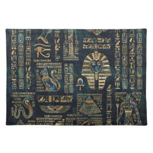 Ägyptische Hieroglyphen und Gottheiten - Stofftischset