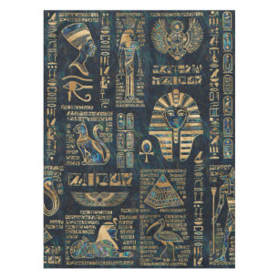 Ägyptische Hieroglyphen und Gottheiten - Tischdecke