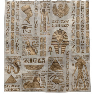 Ägyptische Hieroglyphen und Gottheiten - Vintages Duschvorhang