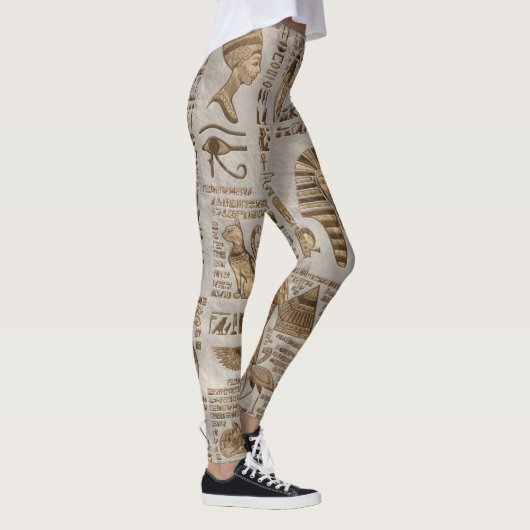 Ägyptische Hieroglyphen und Gottheiten - Vintages Leggings (Rechts)