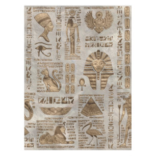Ägyptische Hieroglyphen und Gottheiten - Vintages Tischdecke