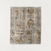 Ägyptische Hieroglyphen und Gottheiten - Vintages Wandteppich (Vorderseite)