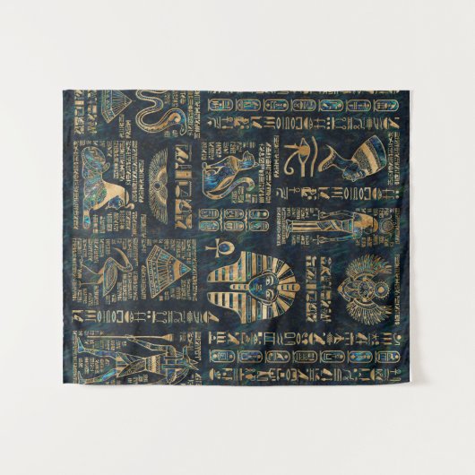 Ägyptische Hieroglyphen und Gottheiten - Wandteppich (Vorderseite (Horizontal))