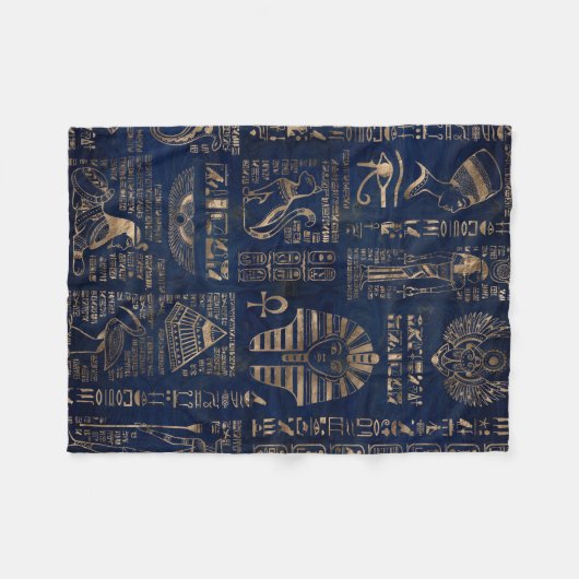 Ägyptische Hieroglyphen und Gottheitgold auf Fleecedecke (Vorderseite (Horizontal))