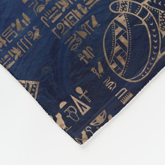 Ägyptische Hieroglyphen und Gottheitgold auf Fleecedecke (Ecke)