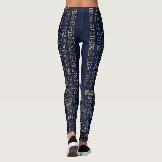 Ägyptische Hieroglyphen und Gottheitgold auf Leggings (Rückseite)