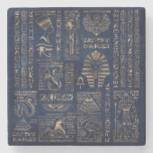 Ägyptische Hieroglyphen und Gottheitgold auf Steinuntersetzer (Vorderseite)