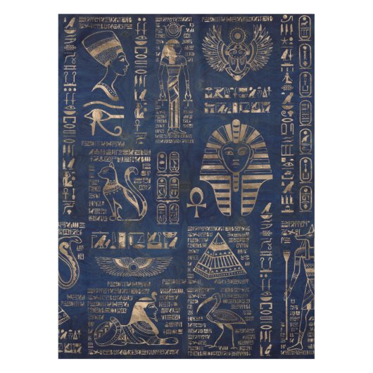 Ägyptische Hieroglyphen und Gottheitgold auf Tischdecke (Vorderseite)