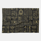 Ägyptische Hieroglyphen und Gottheitsgold auf Geschirrtuch (Horizontal)