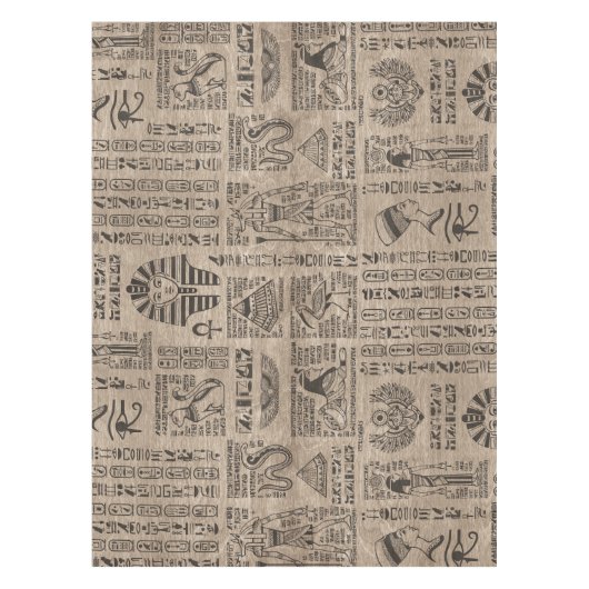 Ägyptische Hieroglyphen und Symbole auf Holz Tischdecke (Vorderseite)
