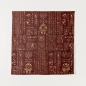 Ägyptische Hieroglyphen und Symbole auf rotem Wandteppich (Vorderseite)