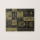 Ägyptische Hieroglyphen und Symbole auf schwarzem Puzzle (Horizontal)