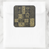 Ägyptische Hieroglyphen und Symbole auf schwarzem  Quadratischer Aufkleber (Tasche)